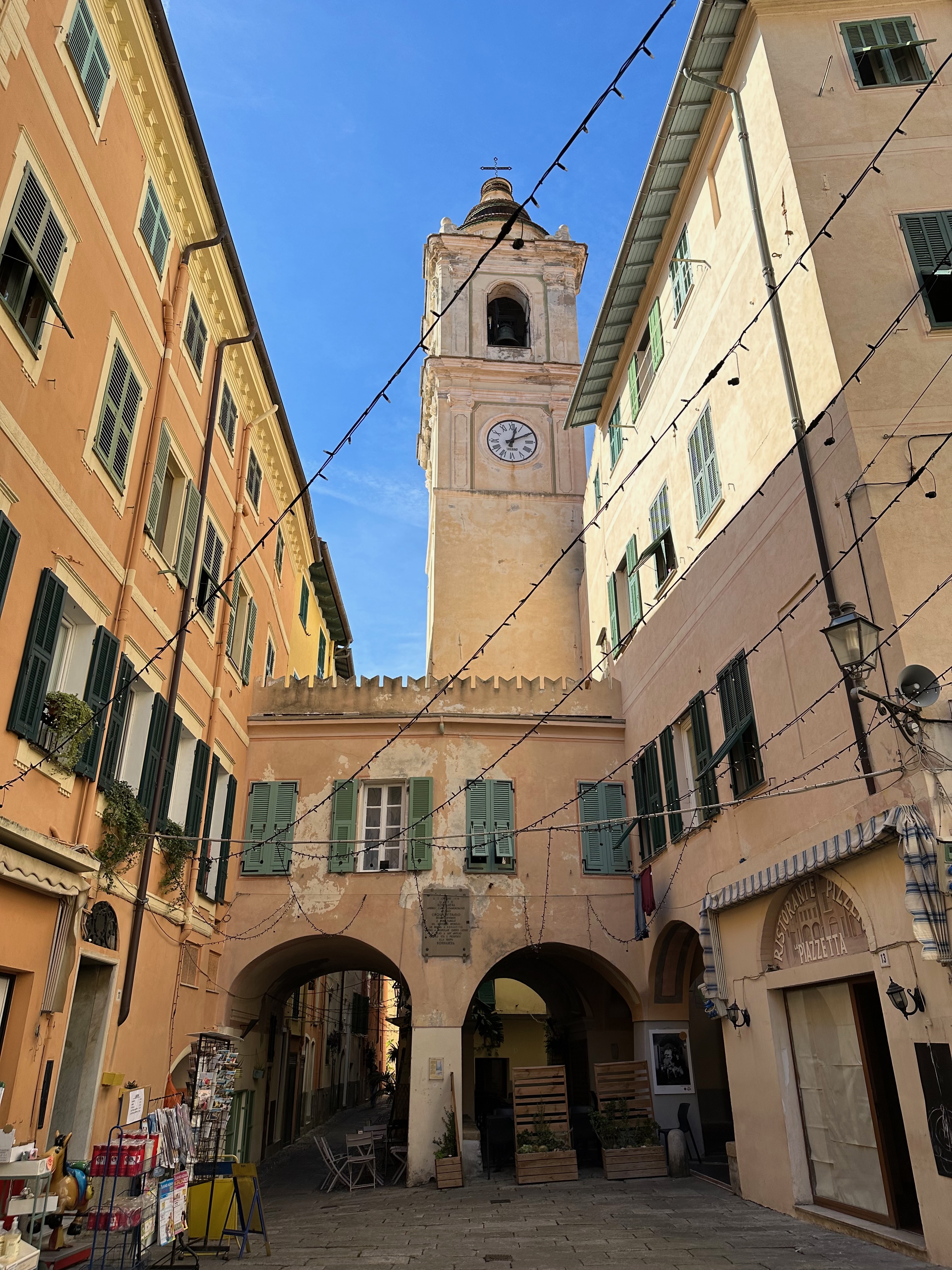 Bordighera old town clock tower